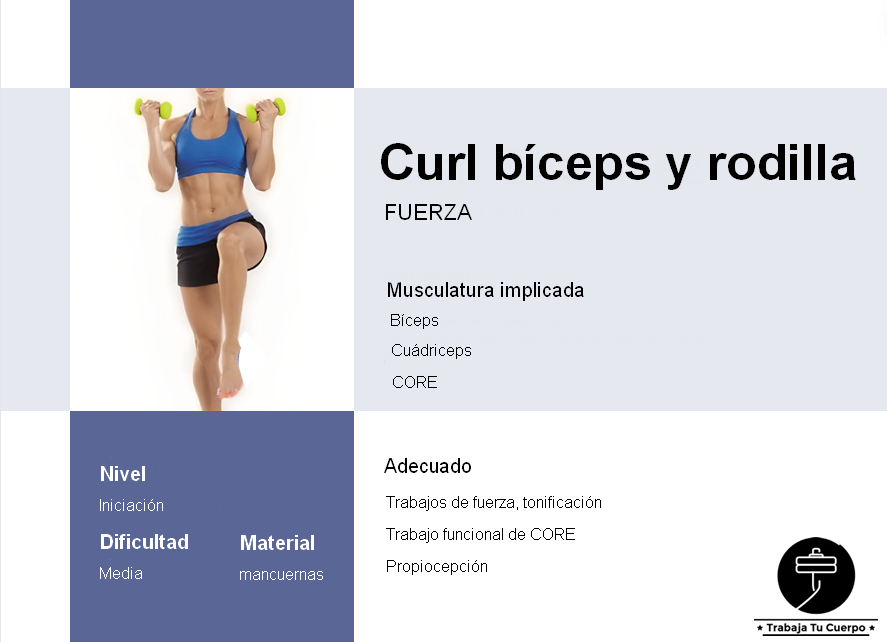 Curl bíceps y rodilla arriba